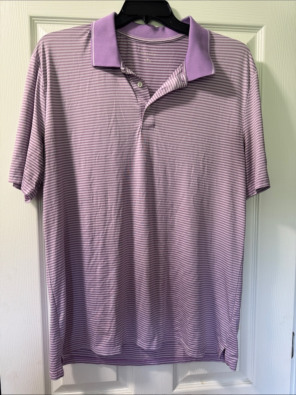 crown & ivy Lavender Striped Polo Shirt